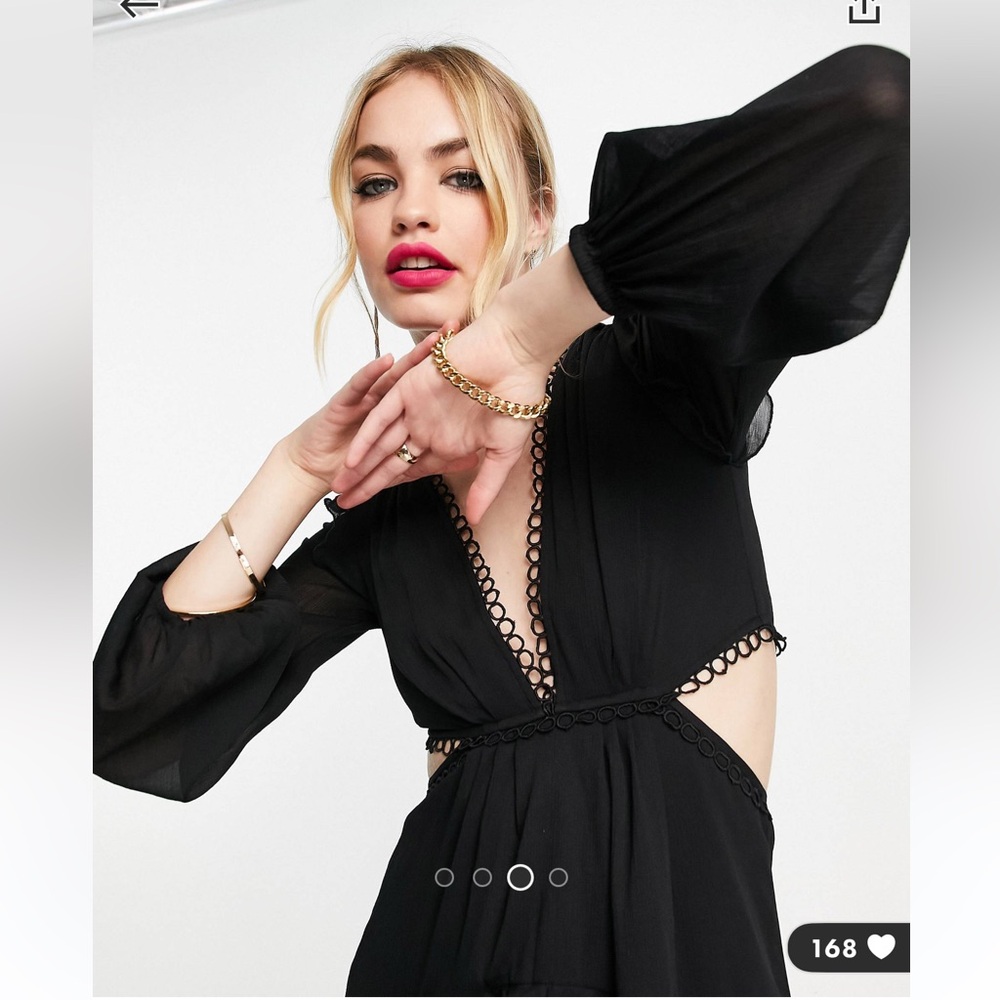 ASOS Black Ruffle Mini Dress - Picture 3 of 12